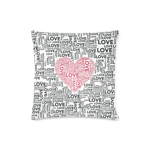 Love Heart Custom Zippered Pillow Case 16"x16"(Twin Sides)