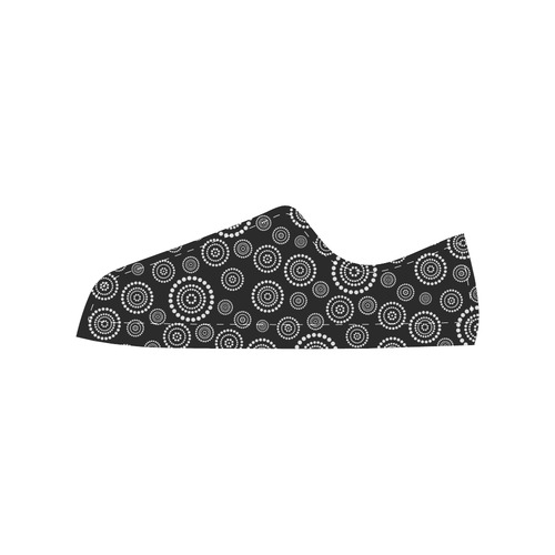 Dots Circle Flower Power Pattern white Women's Classic Canvas Shoes (Model 018)