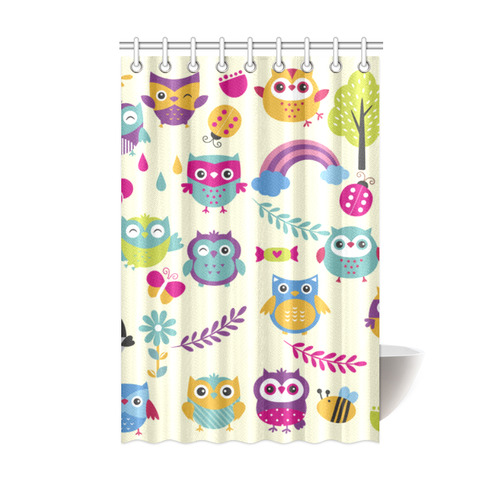 Cute Owls Funny Colorful Butterfly Ladybug Shower Curtain 48 X72