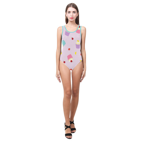 Fruity Cupcakes Vest One Piece Swimsuit (Model S04)