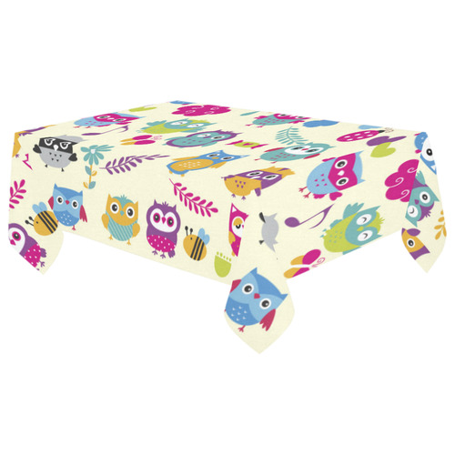 Cute Owls Funny Colorful Butterfly Ladybug Cotton Linen Tablecloth 60"x 104"