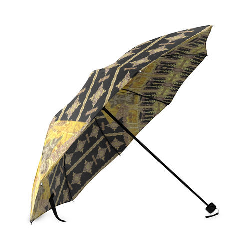 Louvre black golden yellow gray   by Sandrine Kesp Foldable Umbrella (Model U01)