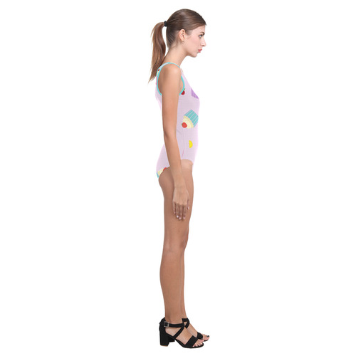 Fruity Cupcakes Vest One Piece Swimsuit (Model S04)