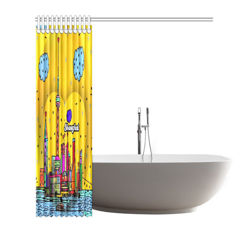 Shanghai / 上海 Popart by Nico Bielow Shower Curtain 72"x72"