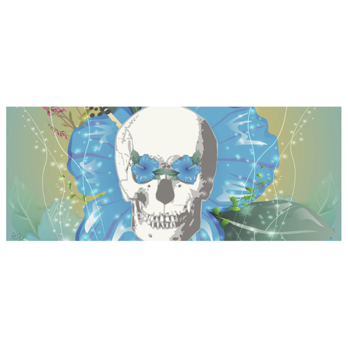 Funny skull with blue flowers White Mug(11OZ)