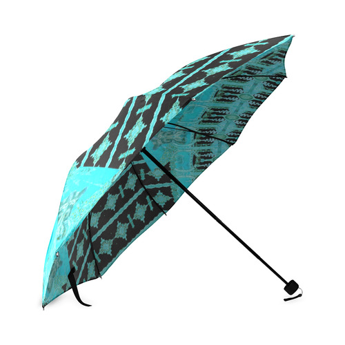 Louvre blackblue teal turquoise green gray   by Sa Foldable Umbrella (Model U01)