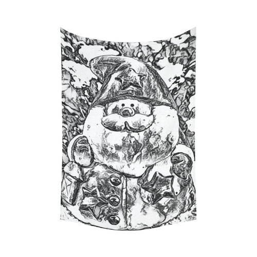 santa B&W by JamColors Cotton Linen Wall Tapestry 60"x 90"