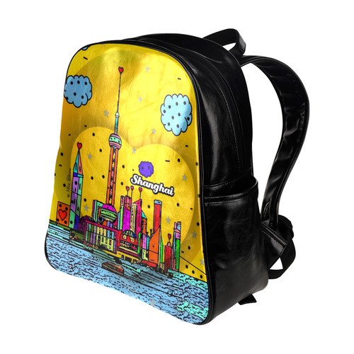 Shanghai / 上海 Popart by Nico Bielow Multi-Pockets Backpack (Model 1636)