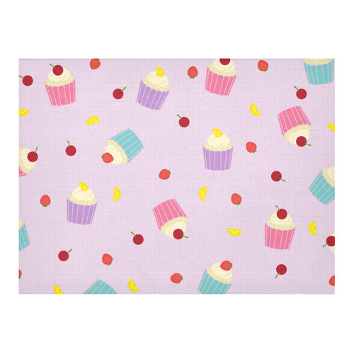 Fruity Cupcakes Cotton Linen Tablecloth 52"x 70"