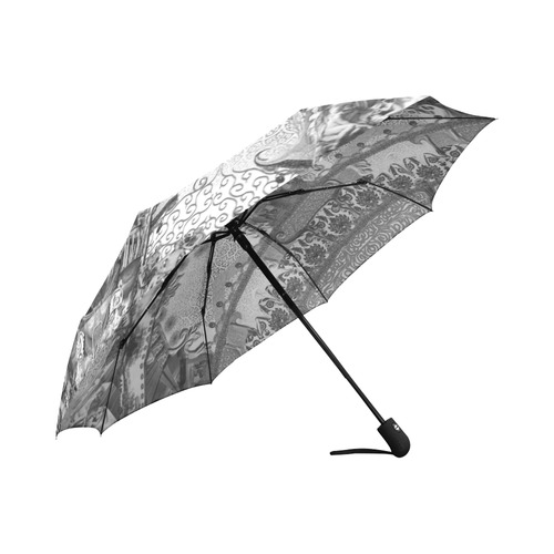 black and white  faience gray by Sandrine Kespi Auto-Foldable Umbrella (Model U04)