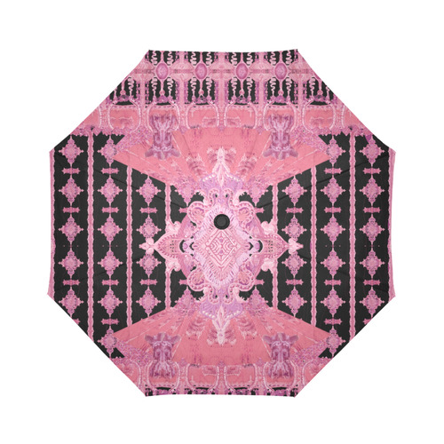 Louvre black pink  by Sandrine Kespi Auto-Foldable Umbrella (Model U04)