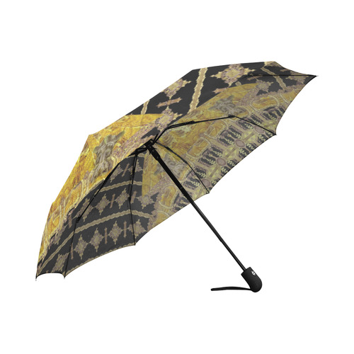Louvre black golden yellow gray   by Sandrine Kesp Auto-Foldable Umbrella (Model U04)