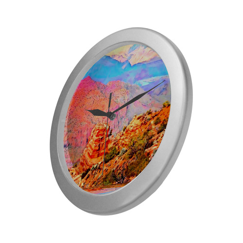 Grand Canyon by Nico Bielow Silver Color Wall Clock