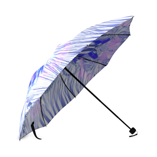 zebra peacoq butterfly black white blue purple gol Foldable Umbrella (Model U01)