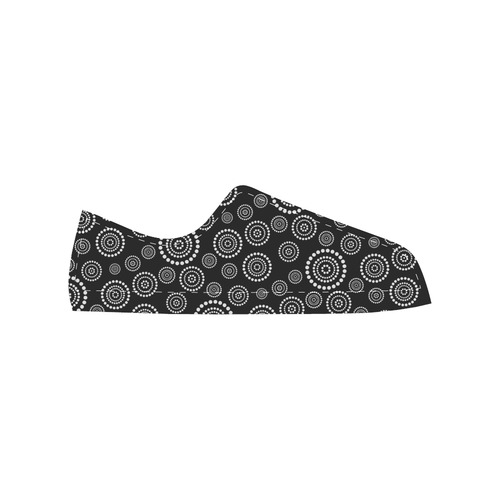 Dots Circle Flower Power Pattern white Women's Classic Canvas Shoes (Model 018)