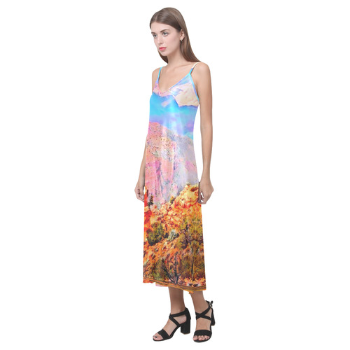 Grand Canyon by Nico Bielow V-Neck Open Fork Long Dress(Model D18)