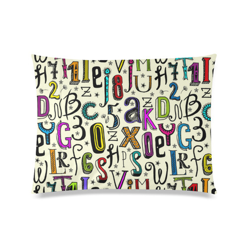 Letters Numbers Stars Typography Pattern Colored Custom Zippered Pillow Case 20"x26"(Twin Sides)