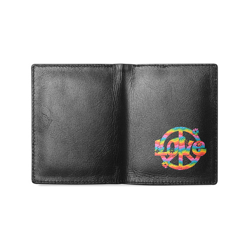 Colorful Love and Peace Men's Leather Wallet (Model 1612)