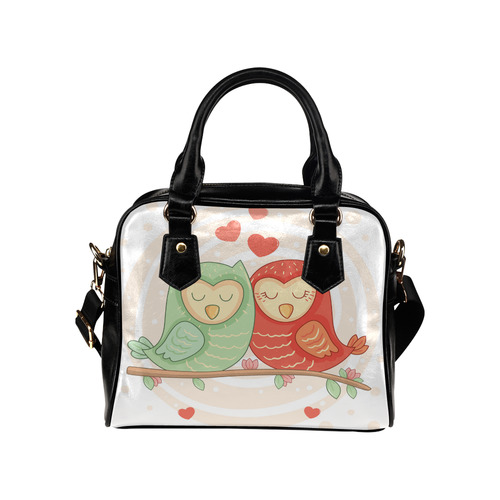 Cute Love Birds Hearts Flowers Tree Shoulder Handbag (Model 1634)