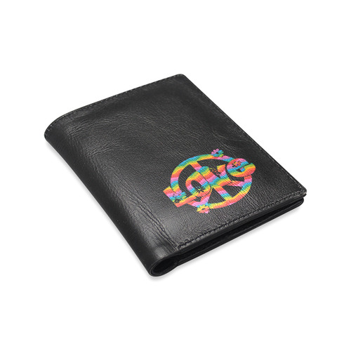 Colorful Love and Peace Men's Leather Wallet (Model 1612)