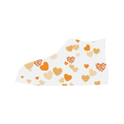 lovely Valentine-Hearts orange Aquila High Top Microfiber Leather Women's Shoes (Model 032)