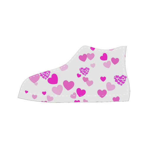 lovely Valentine-Hearts pink High Top Canvas Women's Shoes/Large Size (Model 017)