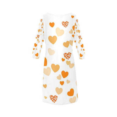 lovely Valentine-Hearts orange Round Collar Dress (D22)