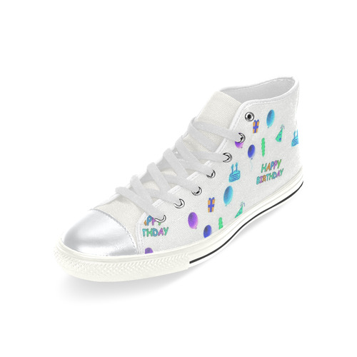 happy Birthday, white High Top Canvas Women's Shoes/Large Size (Model 017)