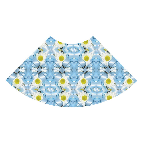 White Daisy and Blue Ribbons Kaleidoscope 1 3/4 Sleeve Sundress (D23)