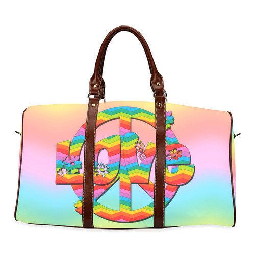 Colorful Love and Peace Background Waterproof Travel Bag/Large (Model 1639)