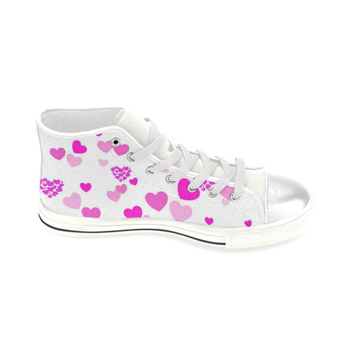 lovely Valentine-Hearts pink High Top Canvas Women's Shoes/Large Size (Model 017)