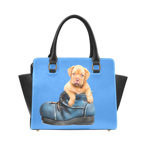 Sweet Puppy in his Blue Shoe Rivet Shoulder Handbag (Model 1645)