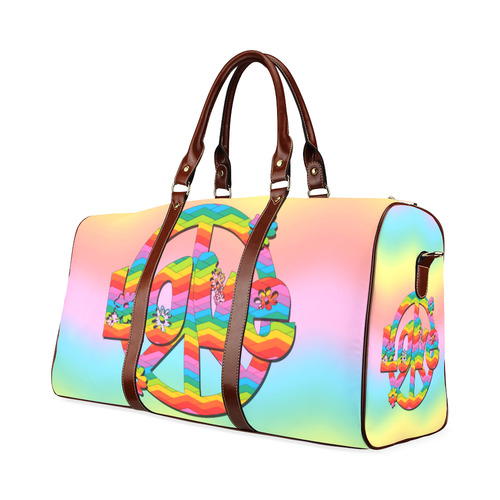 Colorful Love and Peace Background Waterproof Travel Bag/Large (Model 1639)
