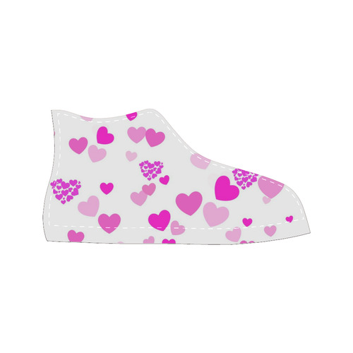 lovely Valentine-Hearts pink High Top Canvas Women's Shoes/Large Size (Model 017)