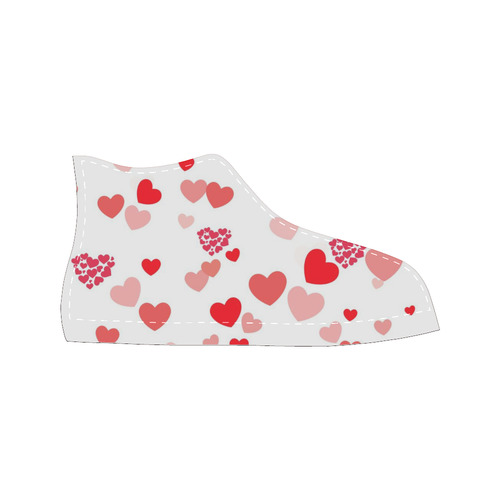 lovely Valentine-Hearts red High Top Canvas Women's Shoes/Large Size (Model 017)