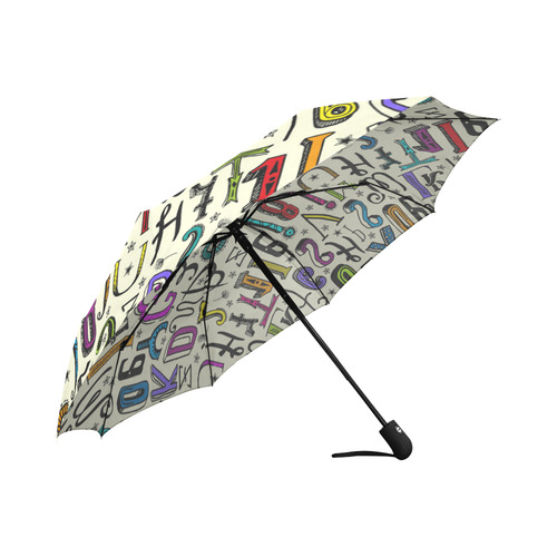 Letters Numbers Stars Typography Pattern Colored Auto-Foldable Umbrella (Model U04)