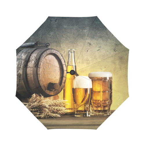 Barrel and the Beer Glasses on the Table Auto-Foldable Umbrella (Model U04)