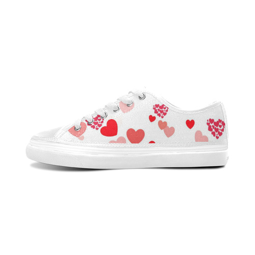 lovely Valentine-Hearts red Women's Canvas Zipper Shoes/Large Size (Model 001)