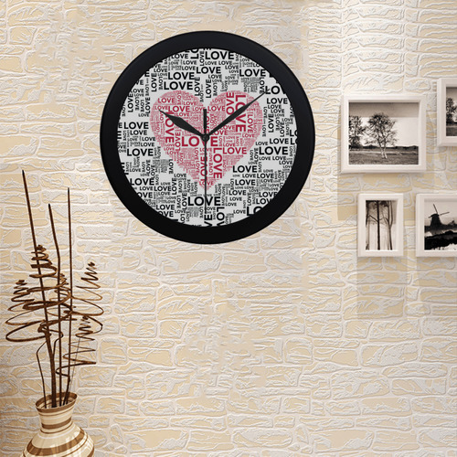 Love Heart Circular Plastic Wall clock