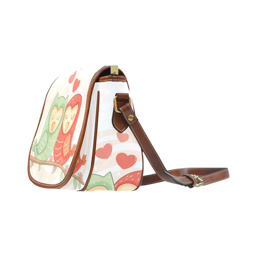 Love Birds Cute Modern Nature Heart Floral Saddle Bag/Small (Model 1649) Full Customization