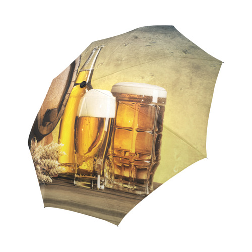 Barrel and the Beer Glasses on the Table Auto-Foldable Umbrella (Model U04)