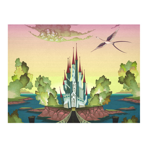 Magic Castle Dragon Fantasy Land Cotton Linen Tablecloth 52"x 70"