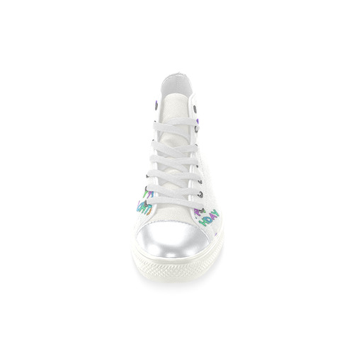 happy Birthday, white High Top Canvas Women's Shoes/Large Size (Model 017)