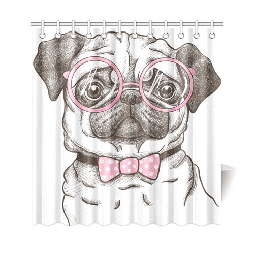 pug in glasses Shower Curtain 69"x72"