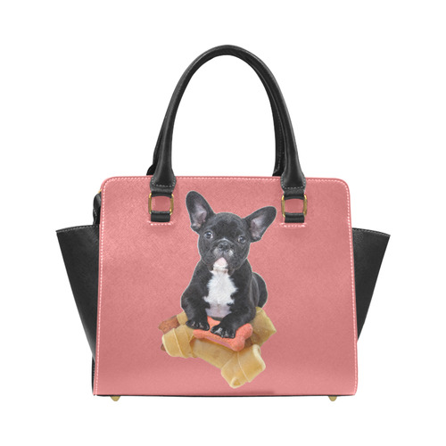 Sweet little Bulldog makes you happy Rivet Shoulder Handbag (Model 1645)