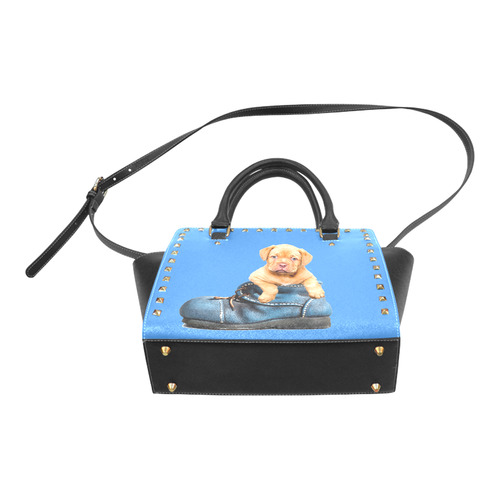 Sweet Puppy in his Blue Shoe Rivet Shoulder Handbag (Model 1645)