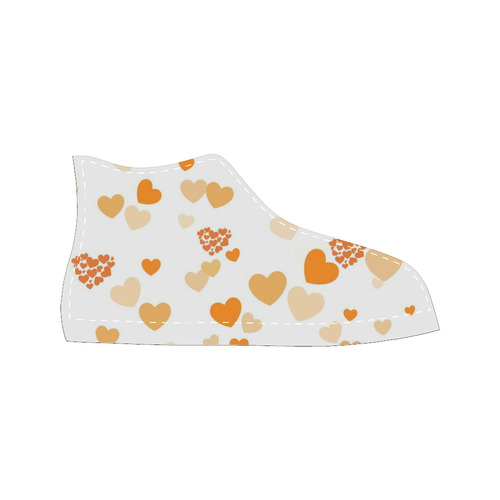 lovely Valentine-Hearts orange High Top Canvas Women's Shoes/Large Size (Model 017)