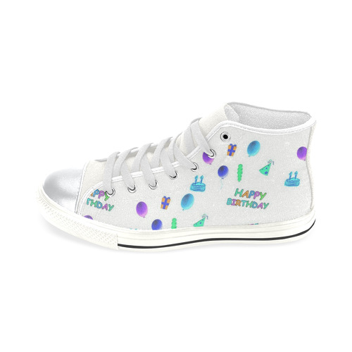 happy Birthday, white High Top Canvas Women's Shoes/Large Size (Model 017)