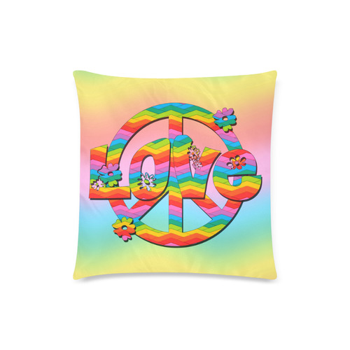 Colorful Love and Peace Background Custom Zippered Pillow Case 18"x18" (one side)
