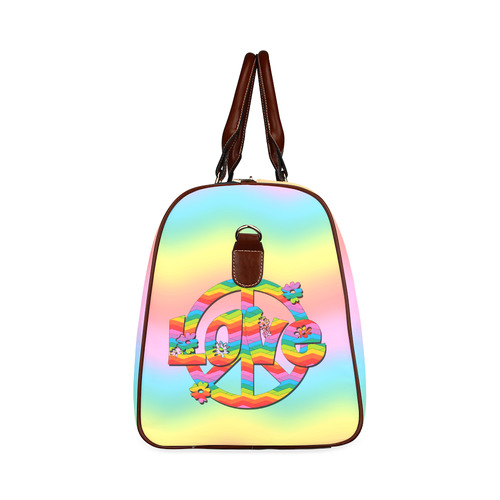 Colorful Love and Peace Background Waterproof Travel Bag/Large (Model 1639)